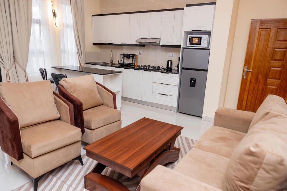 Kitchen or kitchenette, Living room, Seating area