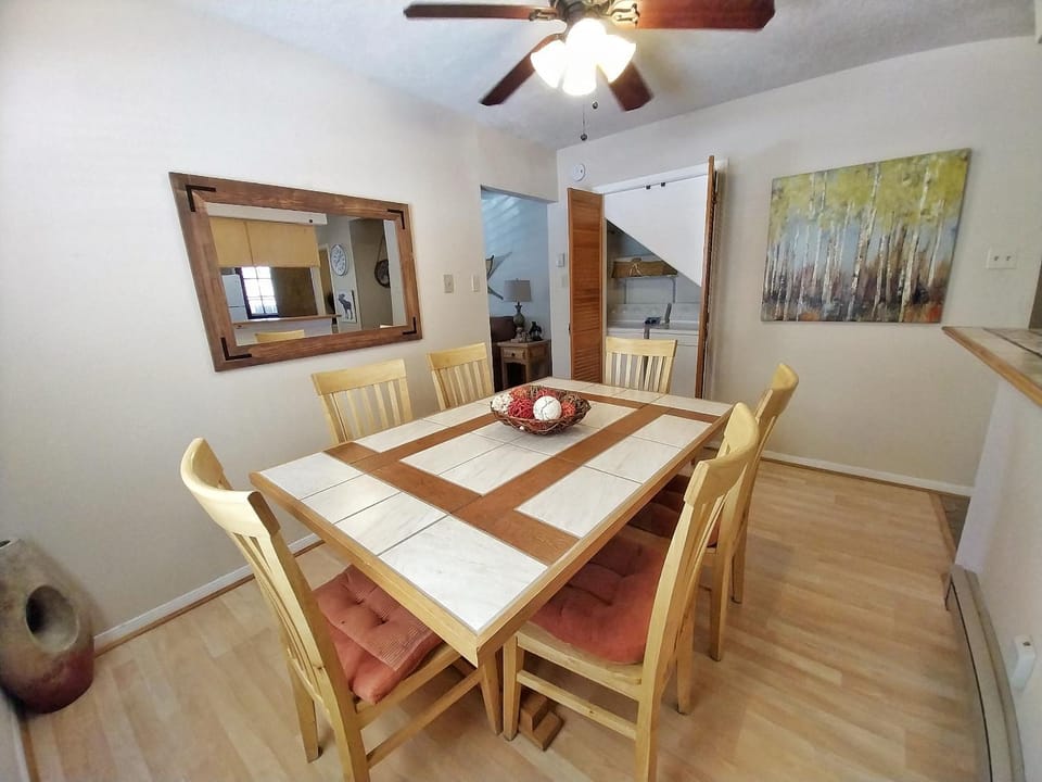 Dining area, furniture, air conditioner
