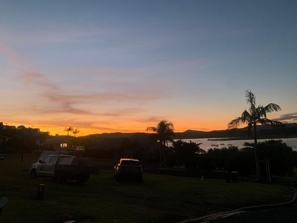 Property building, Natural landscape, Sunset, Parking