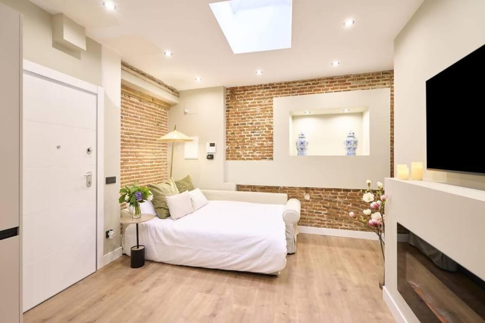 Bed, TV and multimedia, Living room, Photo of the whole room, fireplace