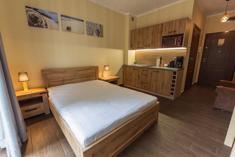 Bed, Kitchen or kitchenette, Photo of the whole room, Bedroom, minibar, oven, pet friendly, wardrobe
