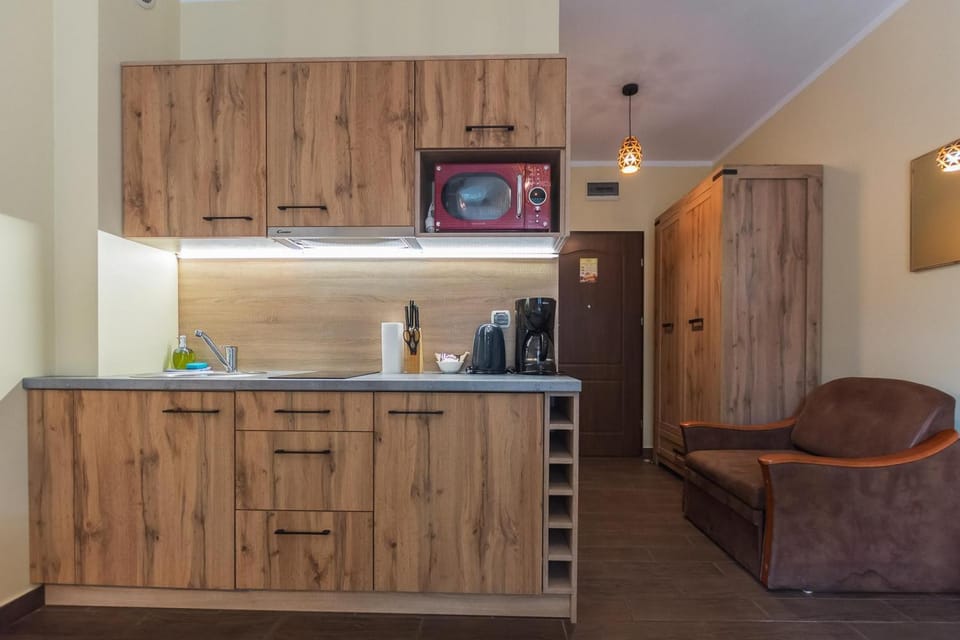 Coffee/tea facilities, Kitchen or kitchenette, Living room, Seating area, minibar, oven, wardrobe