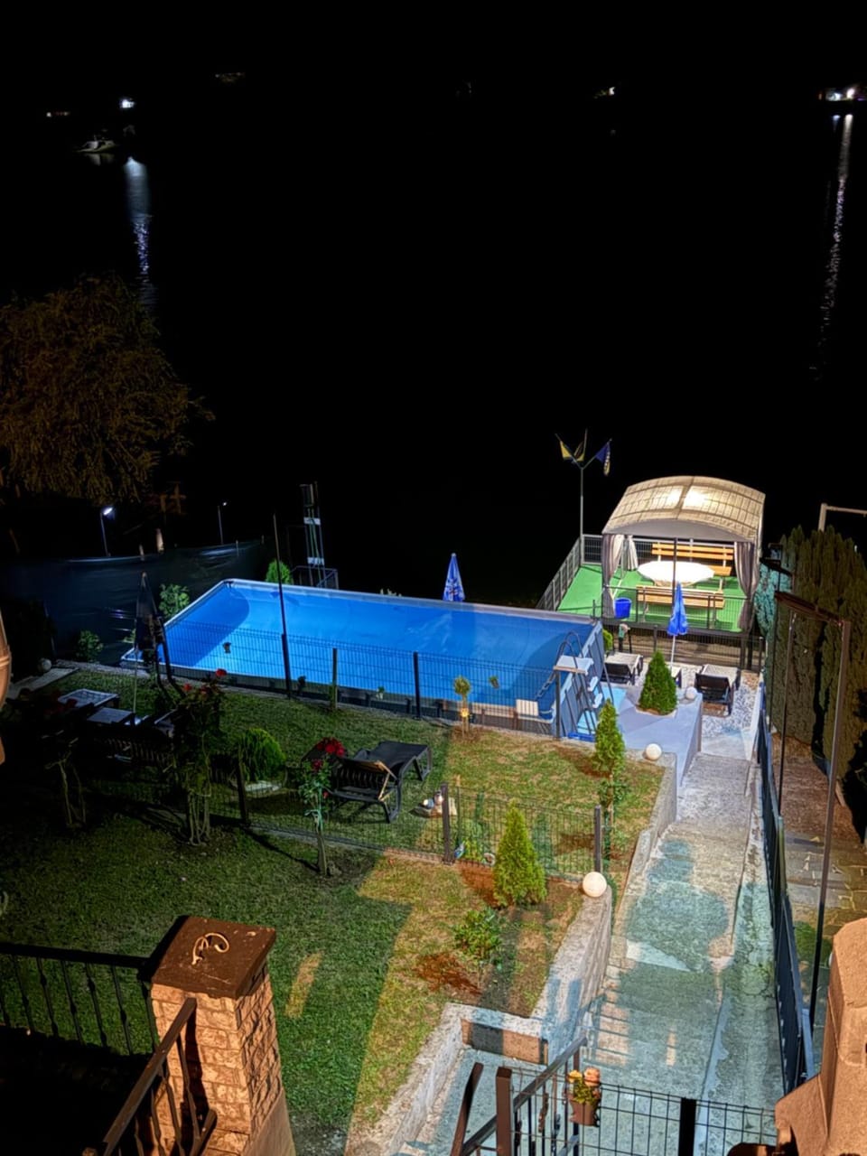 Night, Pool view, Swimming pool