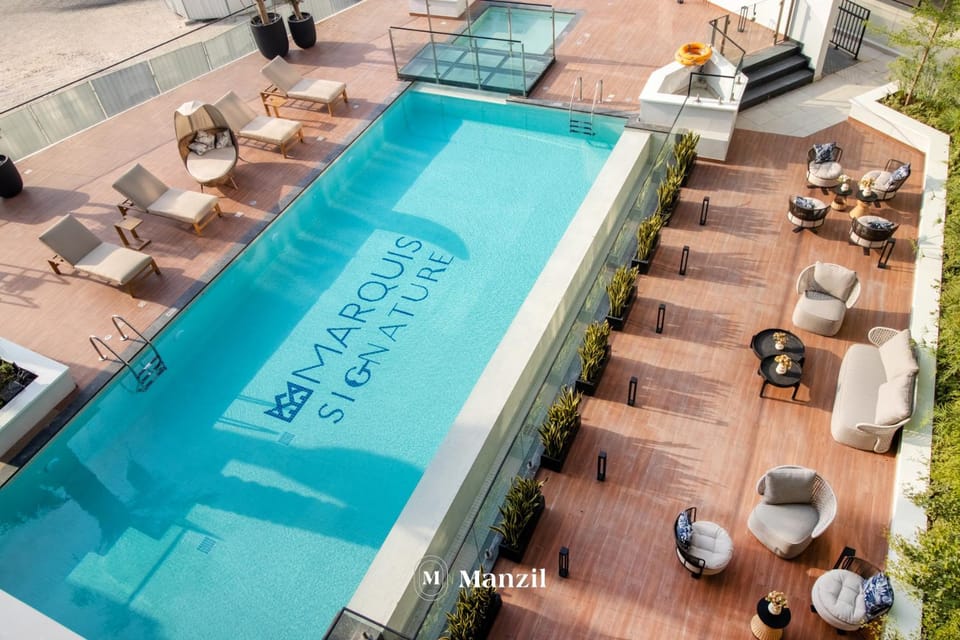 Patio, Day, View (from property/room), Seating area, Pool view, Swimming pool, sunbed