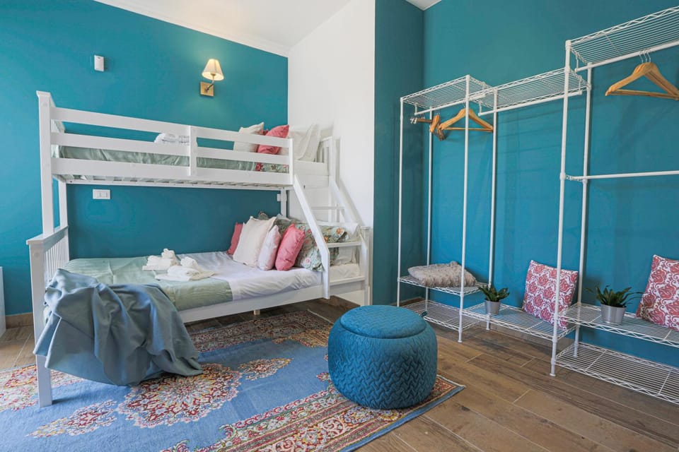 Bed, Photo of the whole room, Bedroom, bunk bed, towels, wardrobe