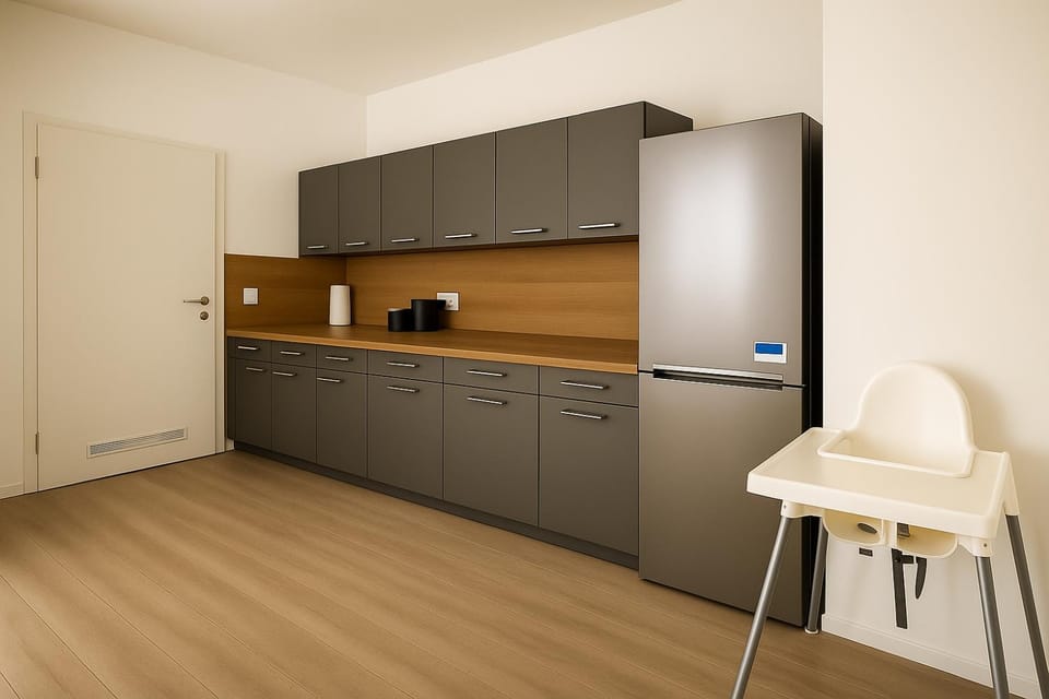 Kitchen or kitchenette, oven, wardrobe