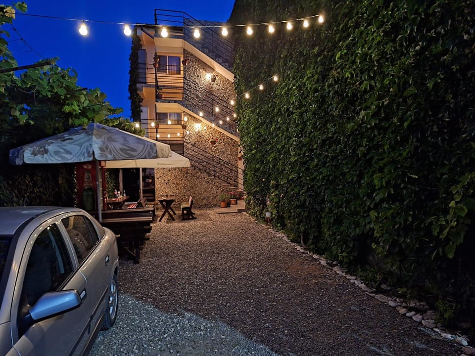 Property building, Patio, Night, Inner courtyard view, Parking