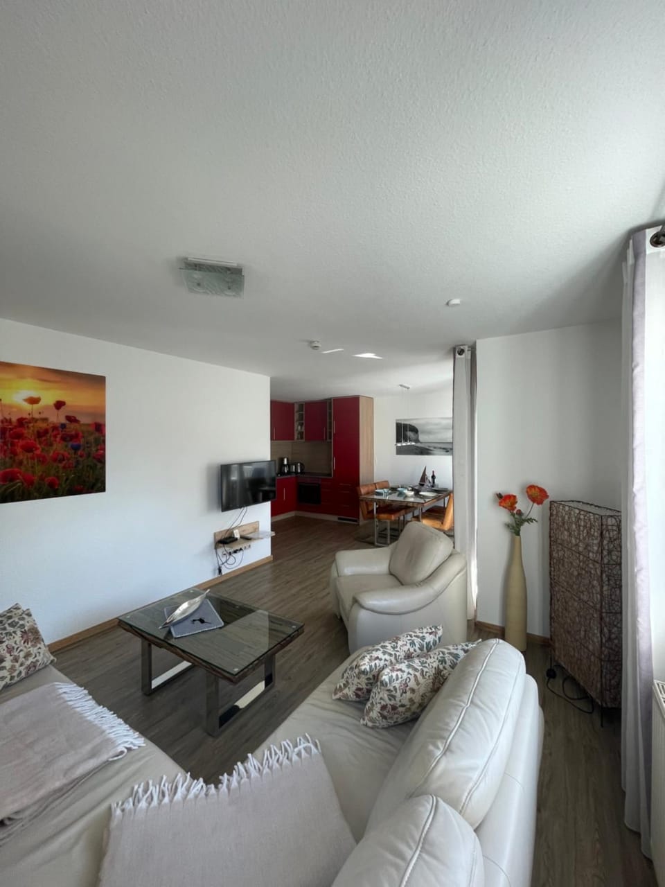 TV and multimedia, Kitchen or kitchenette, Living room, Photo of the whole room, Seating area, Dining area