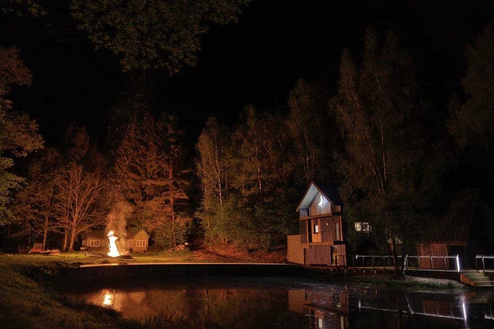 Property building, Night, Natural landscape, Lake view