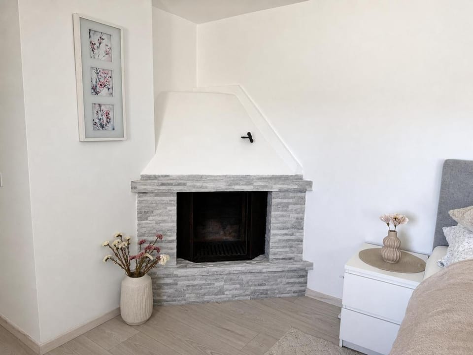 Bed, TV and multimedia, Photo of the whole room, Bedroom, fireplace, flat iron