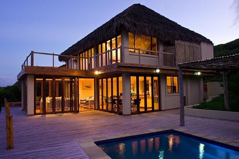 Property building, Patio, Night, Pool view, Swimming pool