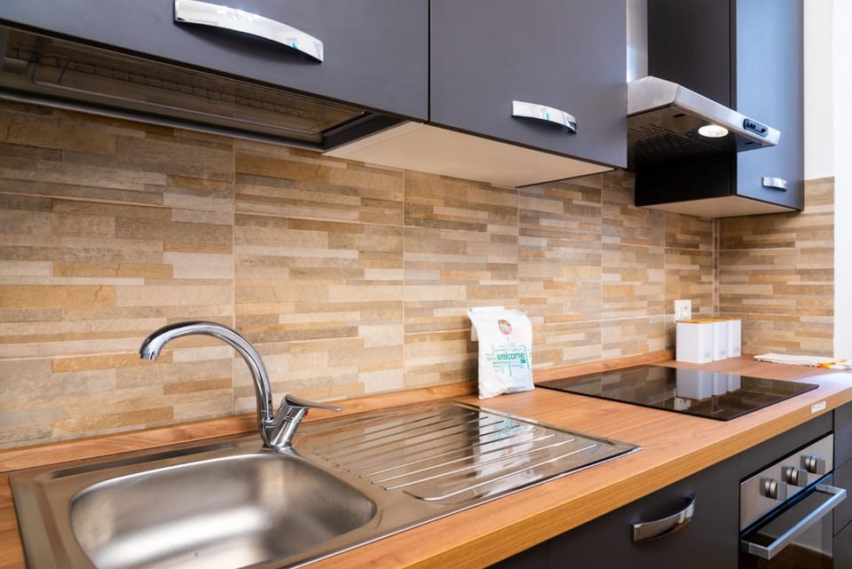 Kitchen or kitchenette, stove