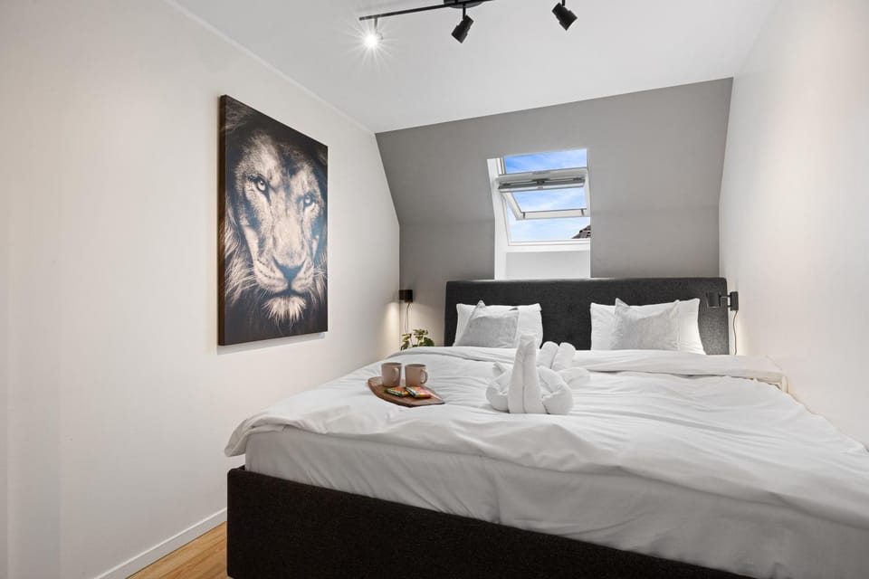 Bed, Photo of the whole room, Bedroom, towels