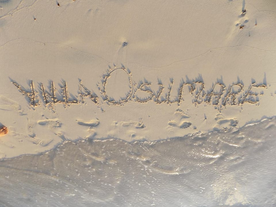 Beach, Text overlay