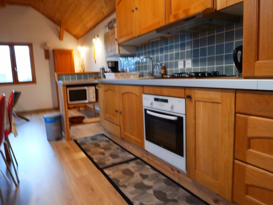 Kitchen or kitchenette, oven