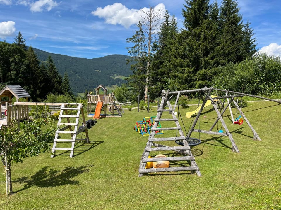 Natural landscape, Children play ground, Garden, Mountain view