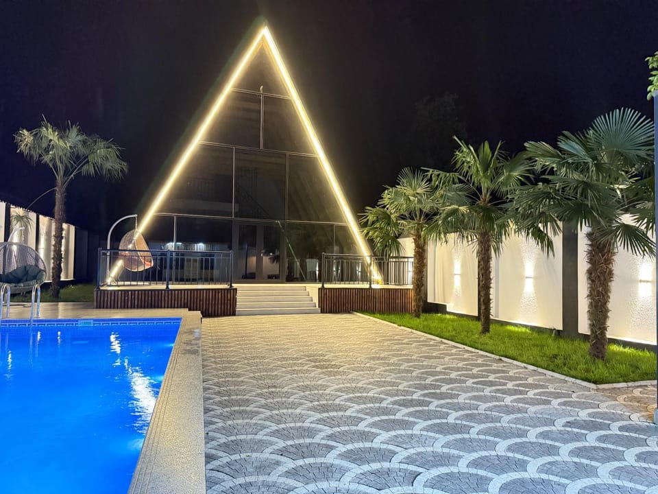 Property building, Night, Pool view, Swimming pool