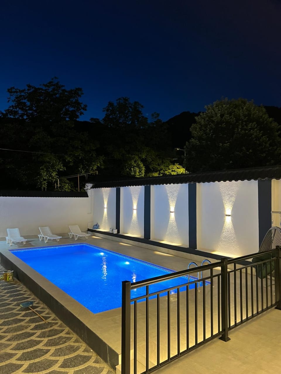 Night, Pool view, Swimming pool