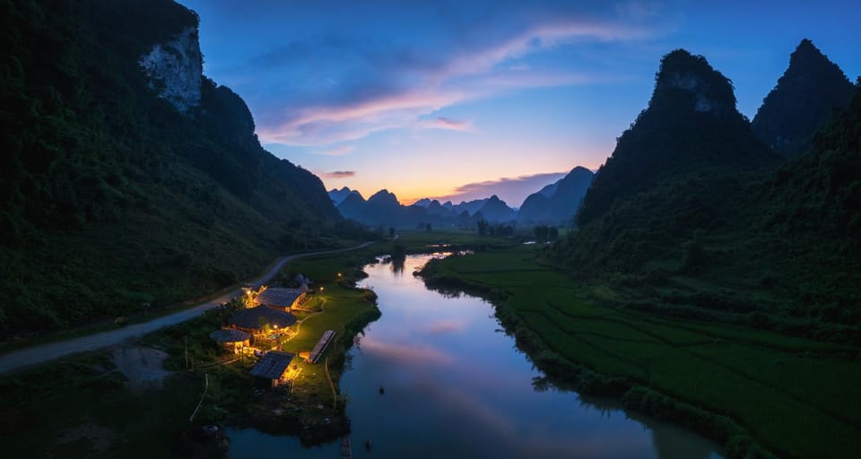 Day, Natural landscape, Mountain view, River view, Sunset