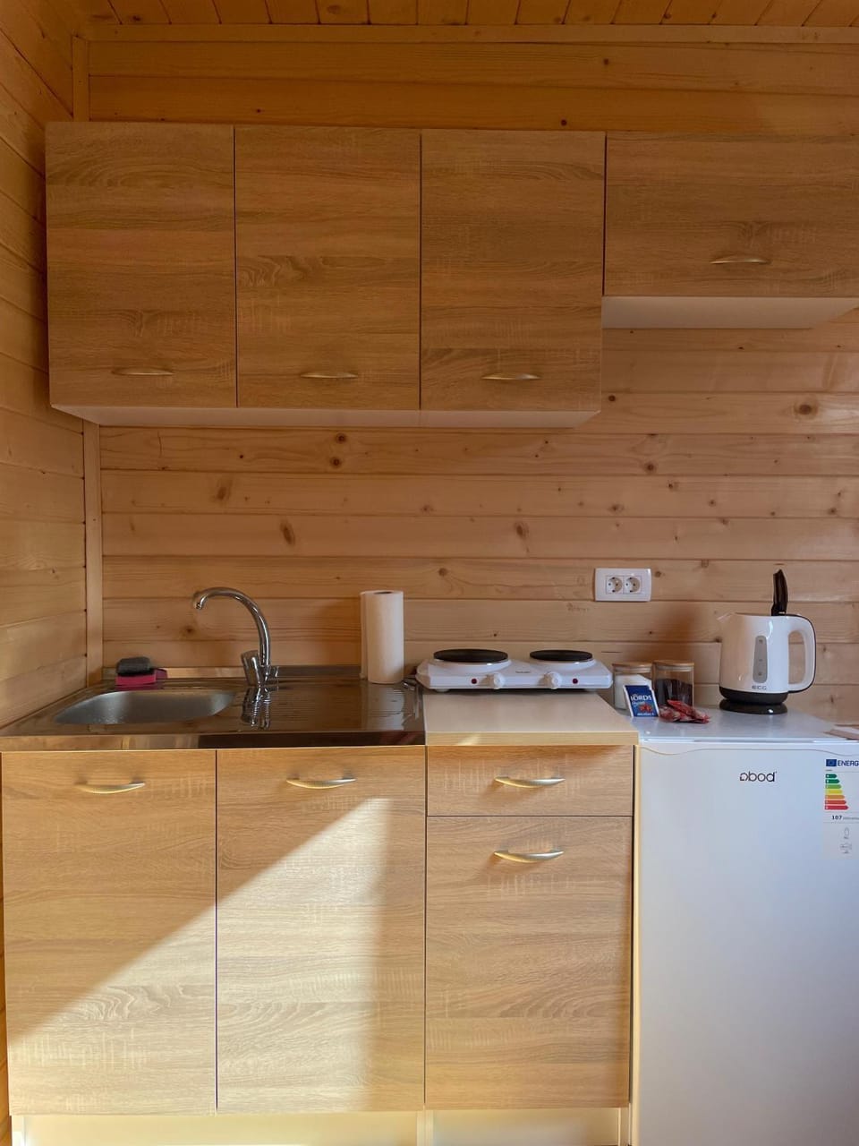 Kitchen or kitchenette, stove