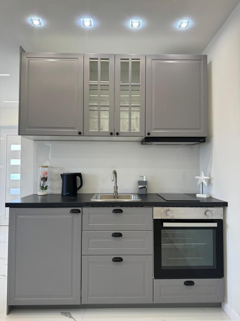 Kitchen or kitchenette, oven, stove
