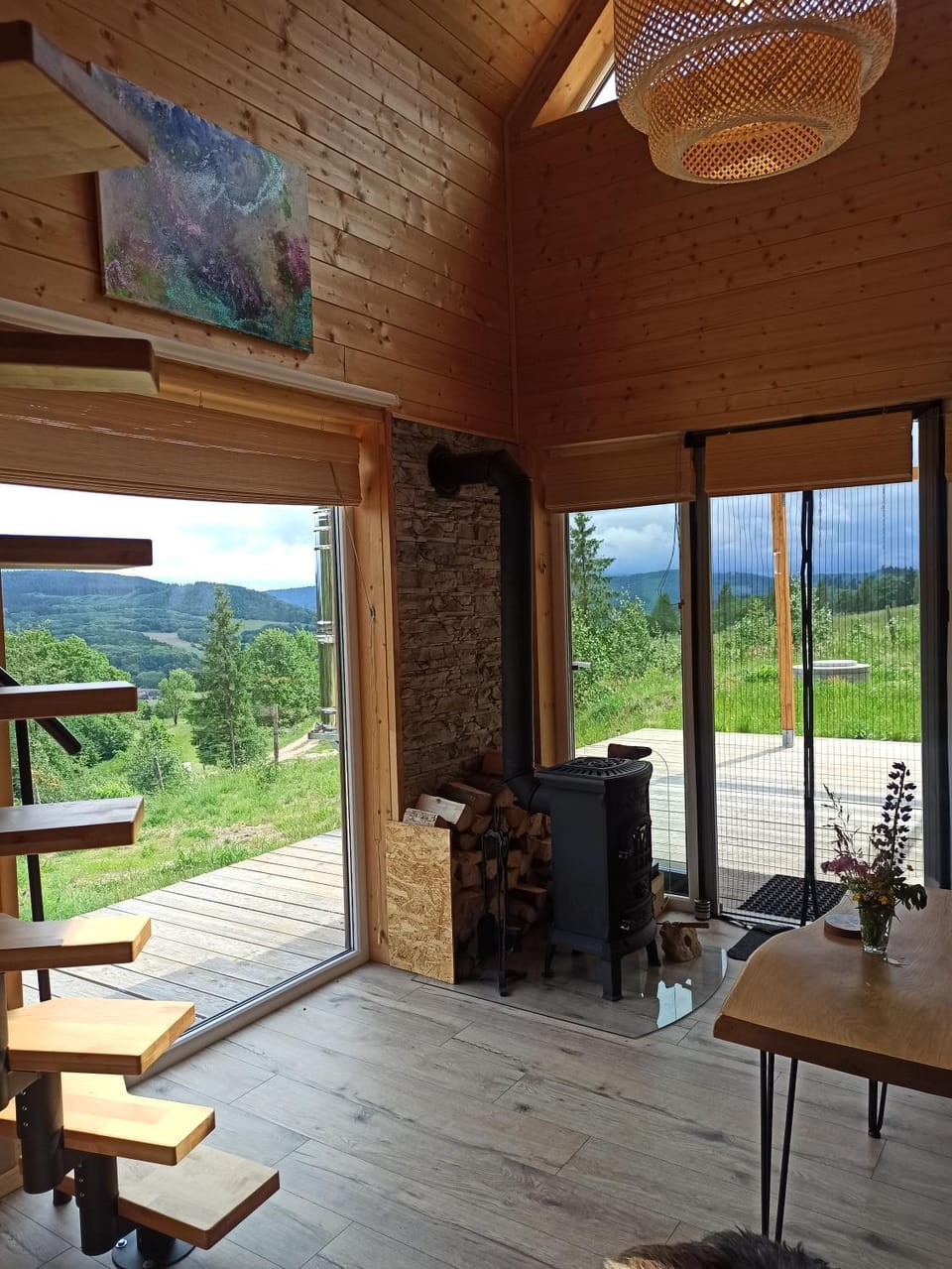 Day, View (from property/room), Balcony/Terrace, Balcony/Terrace, Living room, Seating area, Mountain view, fireplace
