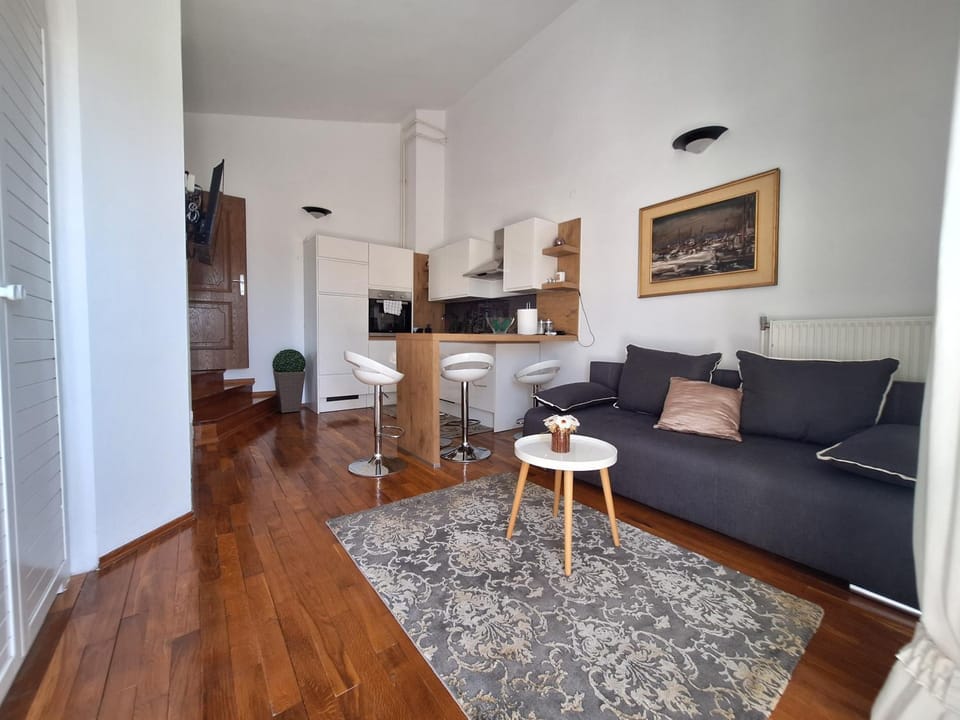 Kitchen or kitchenette, Living room, Seating area, Dining area