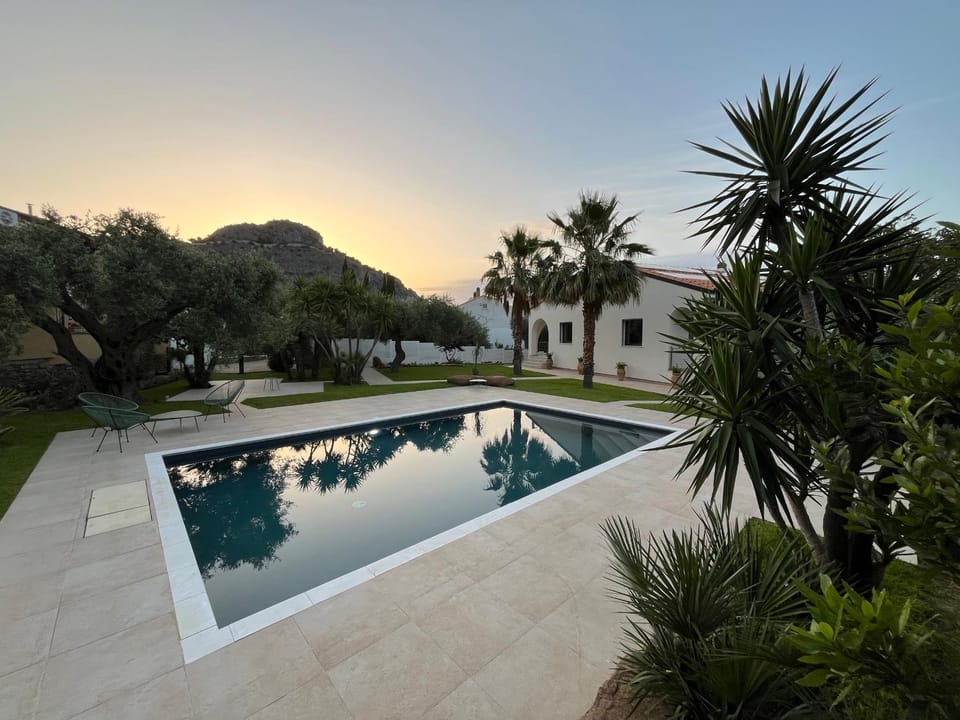 Garden, Swimming pool, Sunset