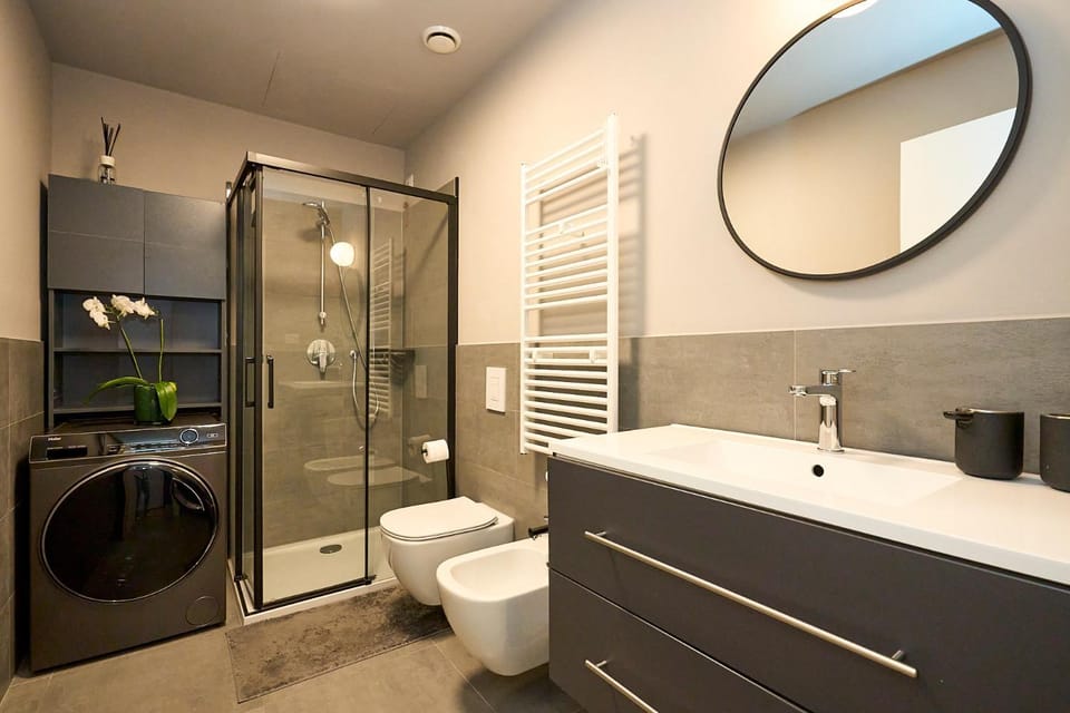 Shower, Toilet, Bathroom, towels, washing machine