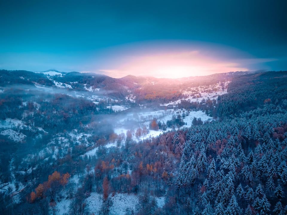 Mountain view, Sunset