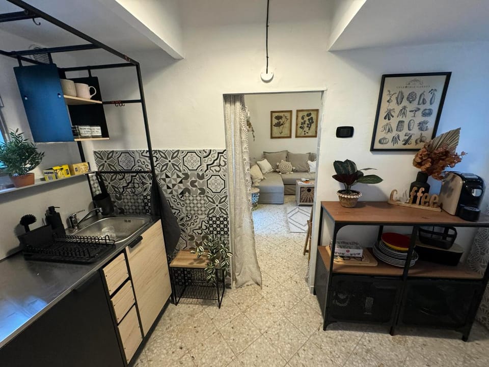 Kitchen or kitchenette, stove