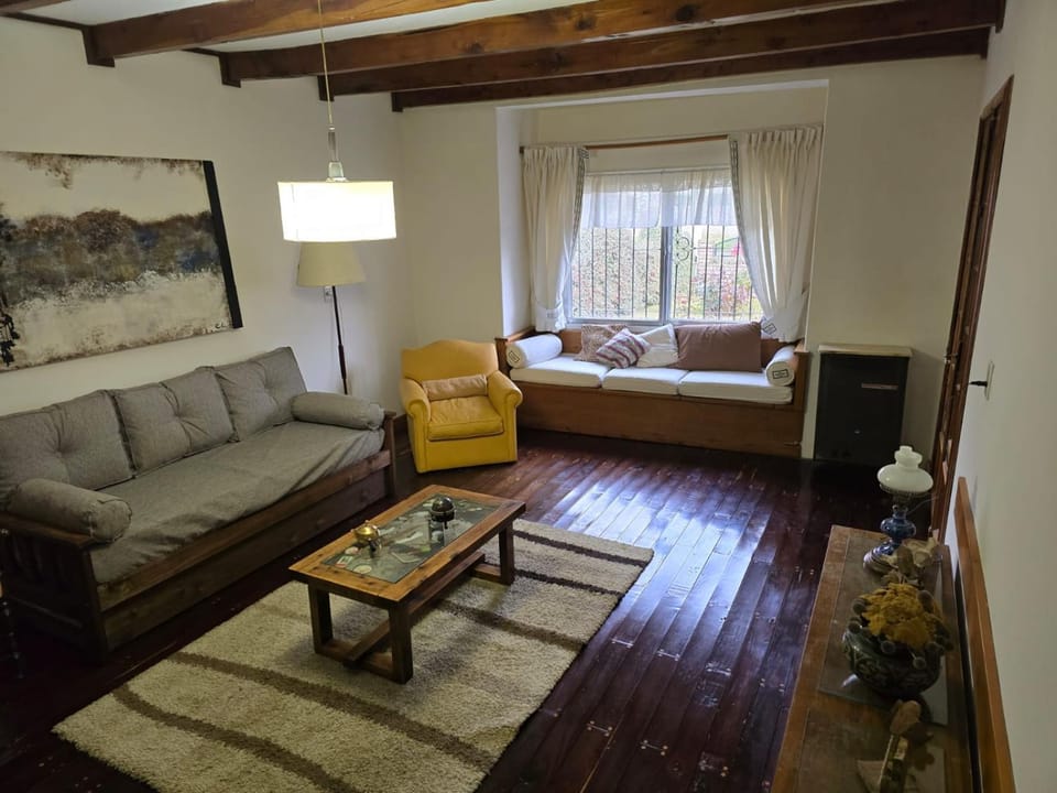 Bed, Living room, Garden view