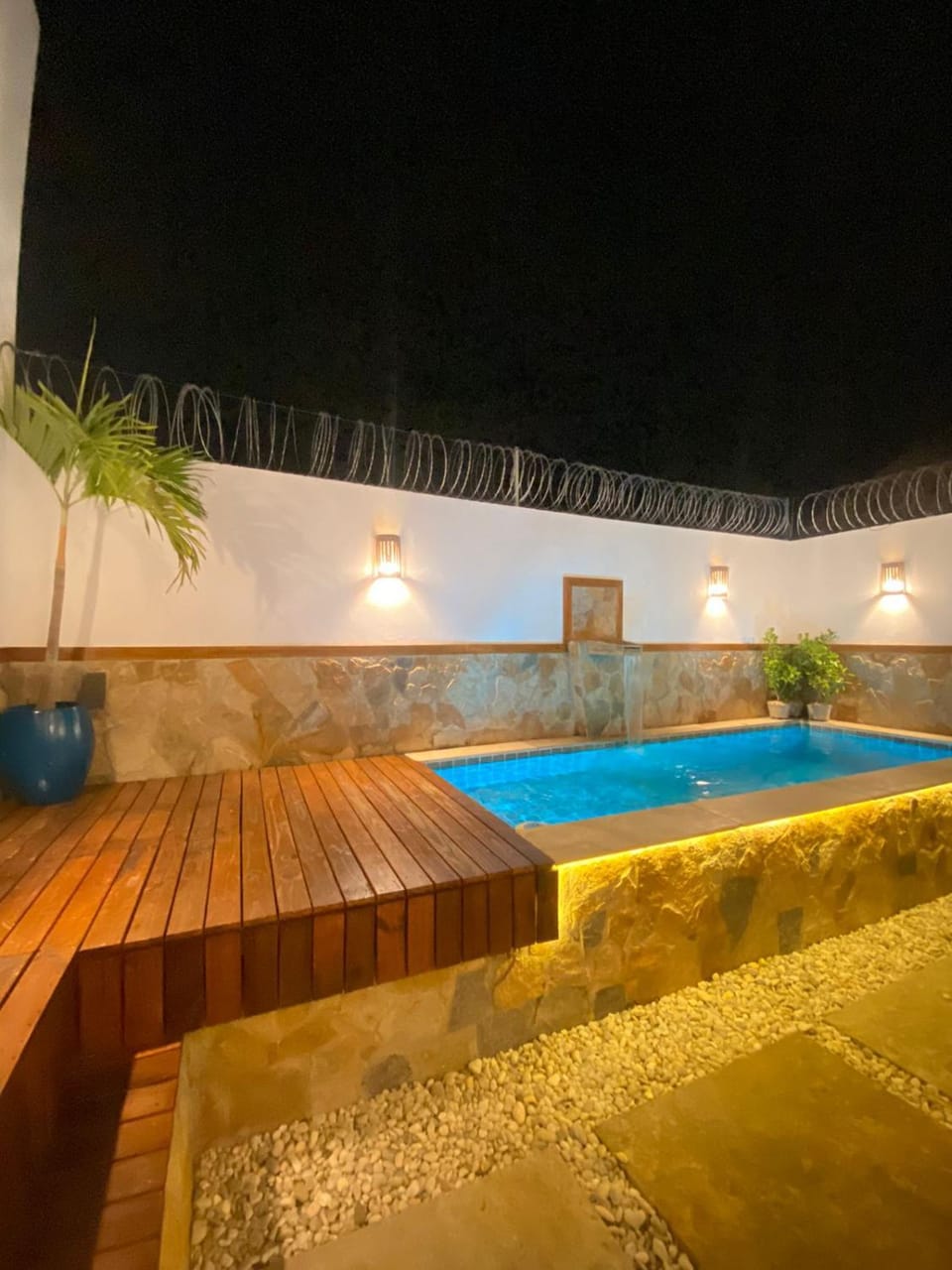 Night, Pool view, Swimming pool