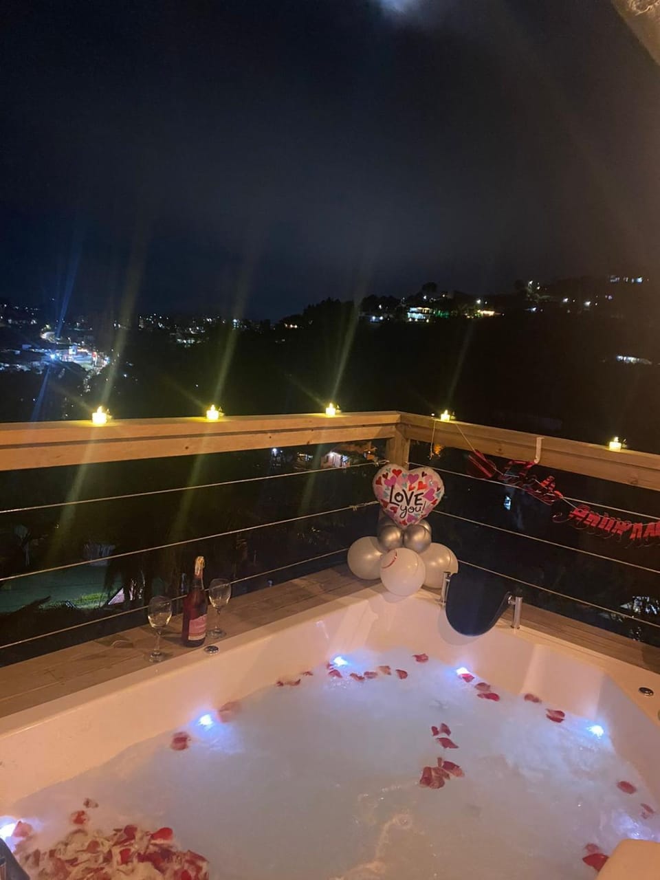 Night, Natural landscape, Hot Tub, View (from property/room), Balcony/Terrace