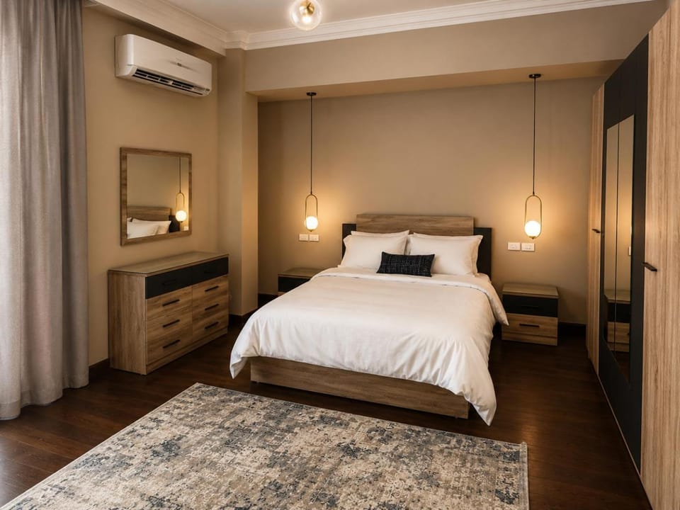 Bed, Photo of the whole room, Bedroom, air conditioner