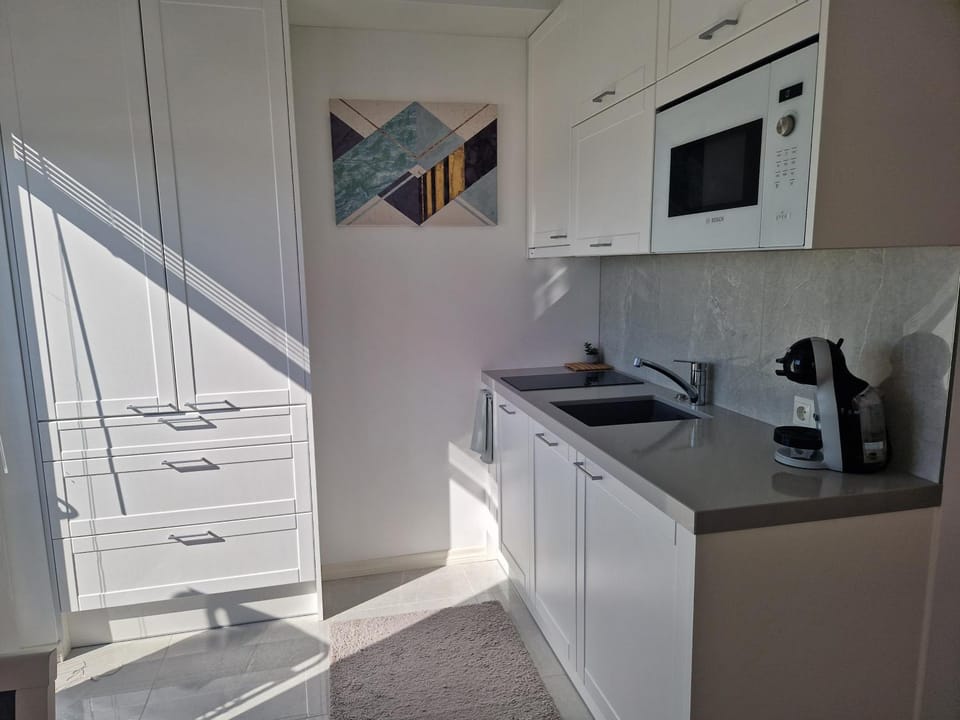 Coffee/tea facilities, Kitchen or kitchenette, dishwasher, stove, toaster