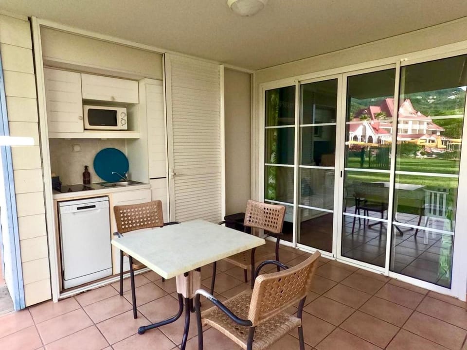Kitchen or kitchenette, stove