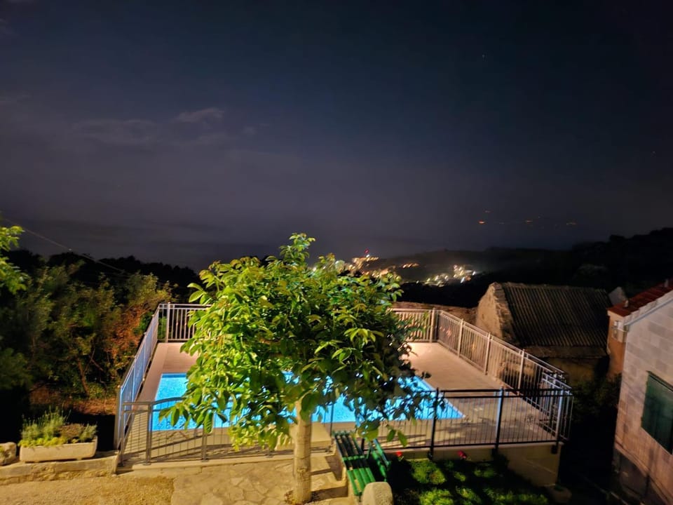 Night, Pool view, Swimming pool