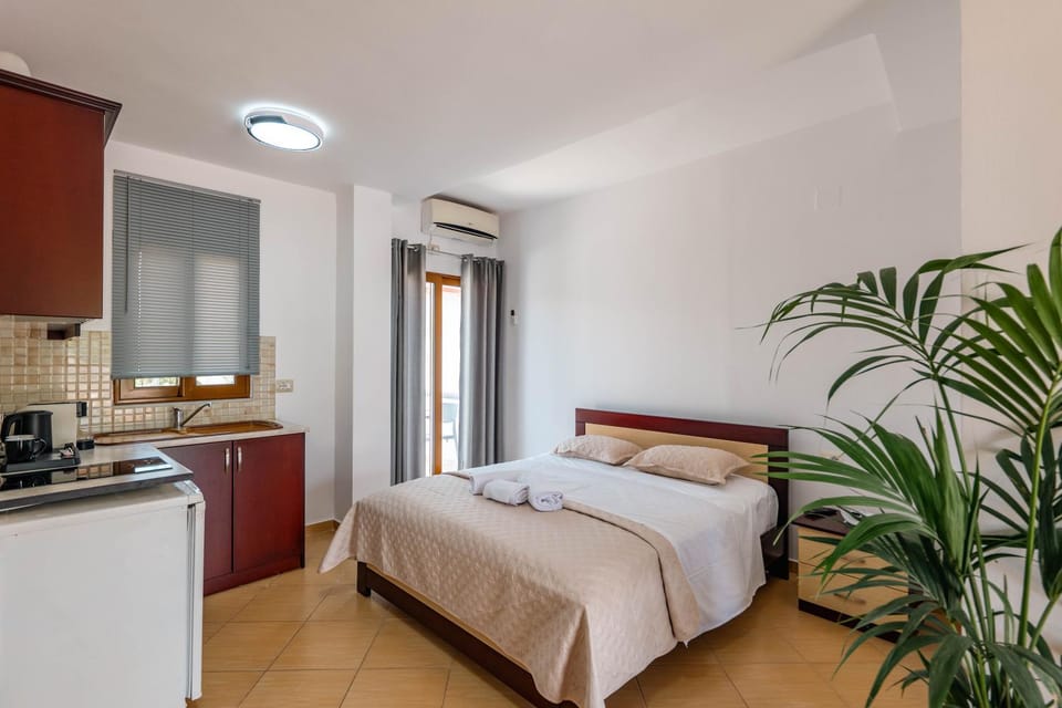 Bed, Kitchen or kitchenette, Photo of the whole room, Bedroom, stove, air conditioner