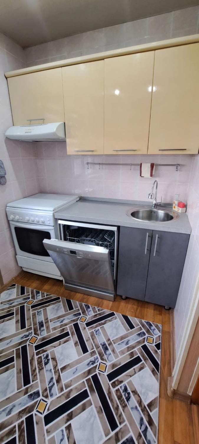 Kitchen or kitchenette, dishwasher, oven