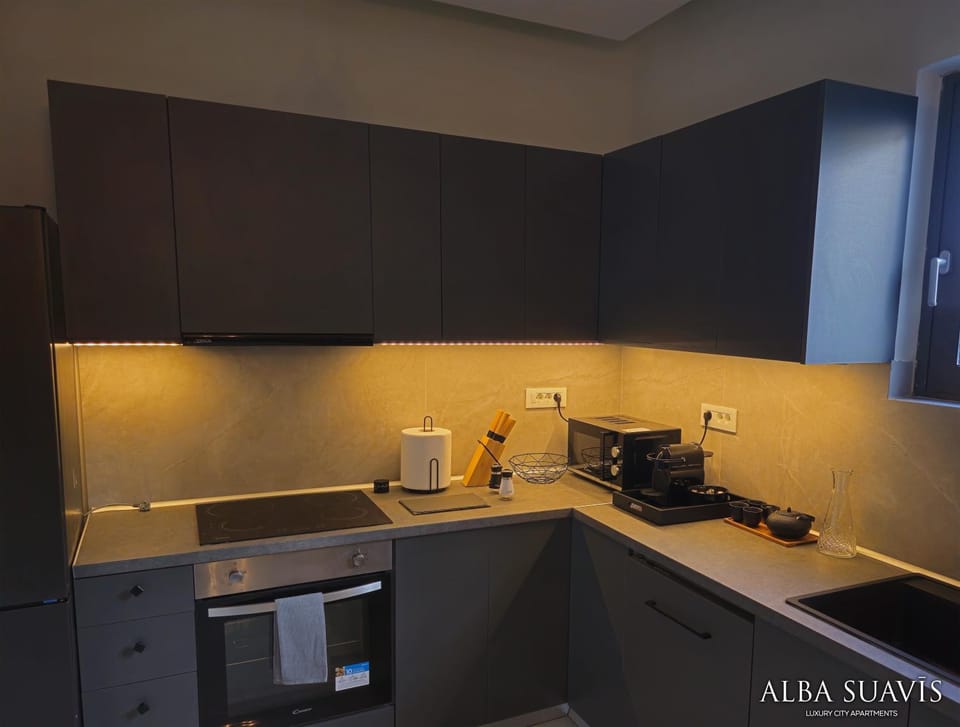 Coffee/tea facilities, Kitchen or kitchenette, stove, toaster