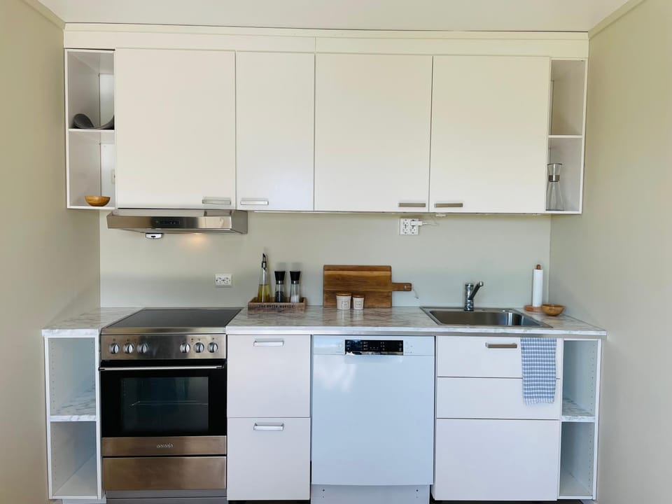 Kitchen or kitchenette, dishwasher, oven, stove