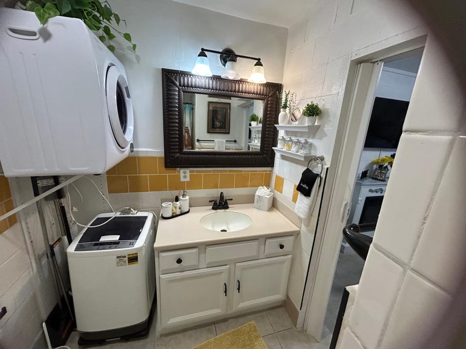 Bathroom, washing machine, dryer