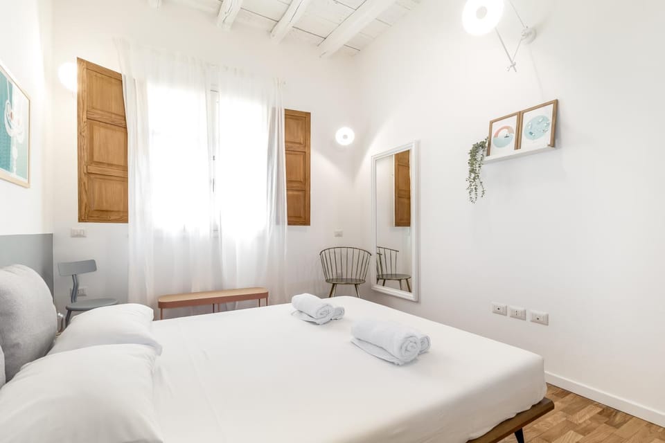 Bed, Bedroom, towels, wardrobe, air conditioner