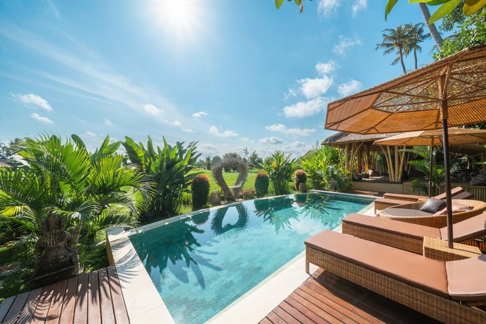 Swimming pool, sunbed