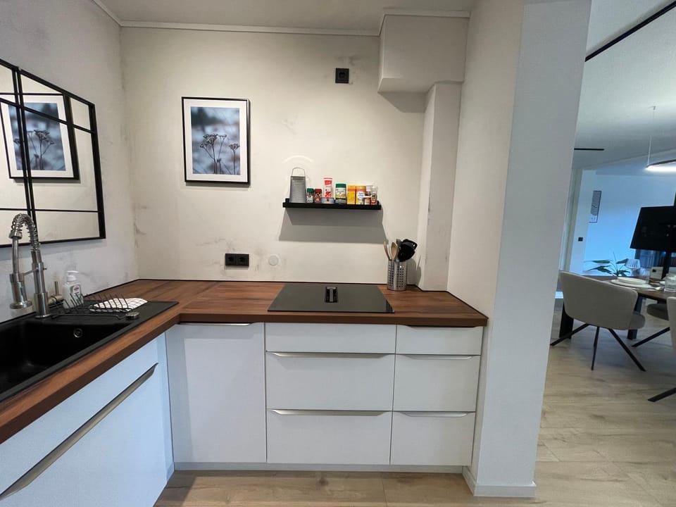 Kitchen or kitchenette, stove