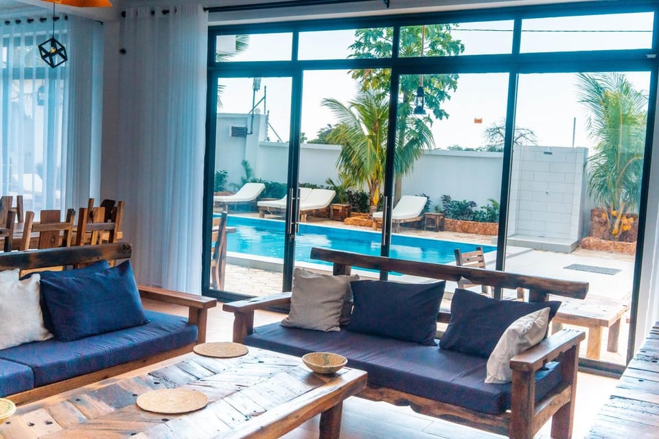 Living room, Pool view, Swimming pool
