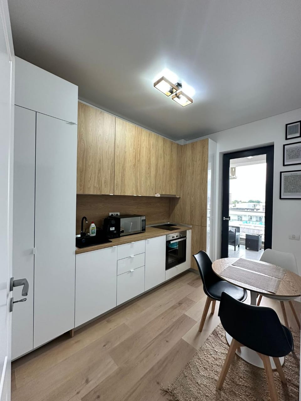Kitchen or kitchenette, oven