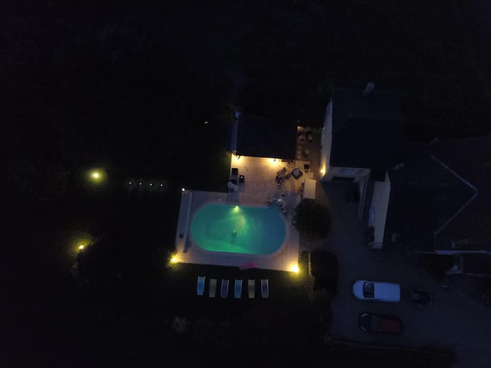 Night, Pool view, Swimming pool