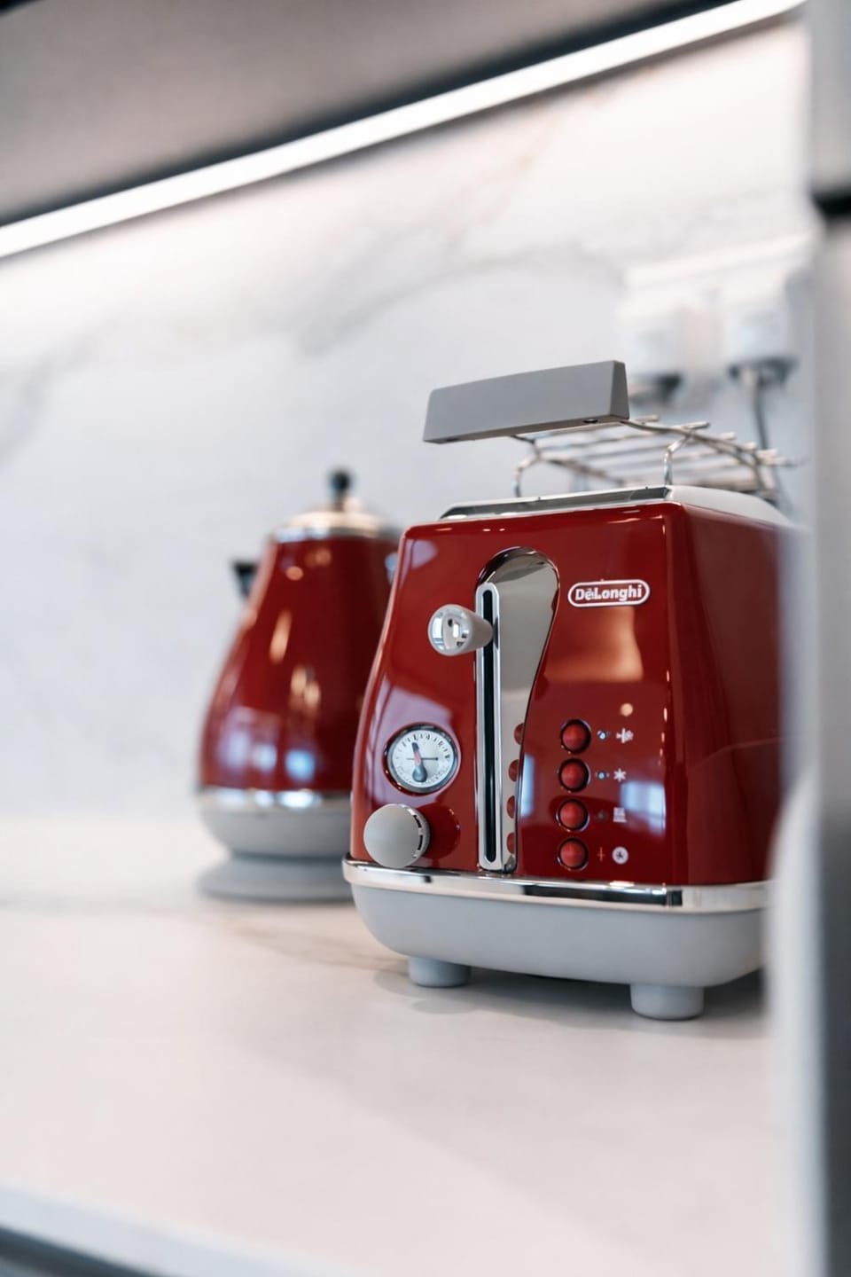 Kitchen or kitchenette, toaster